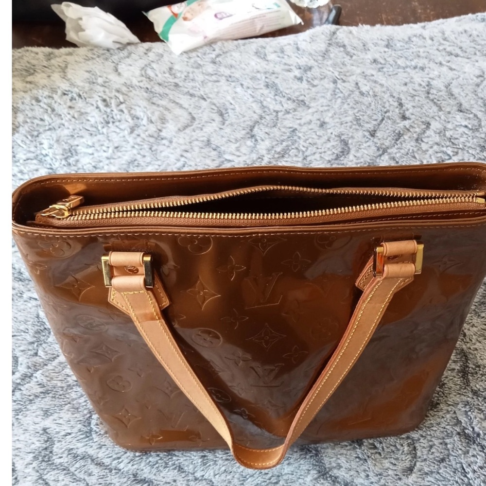 Louis Vuitton Brown Tote with Gold Accents and Leather Handles